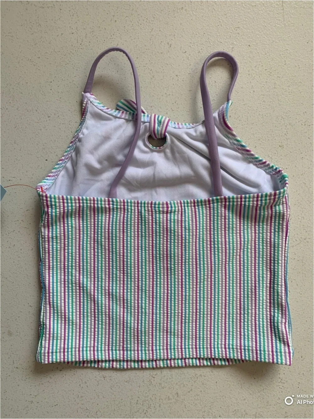 Cat & Jack Girls Purple Green Stripe Tankini Bikini Set Size Small NWT Beach